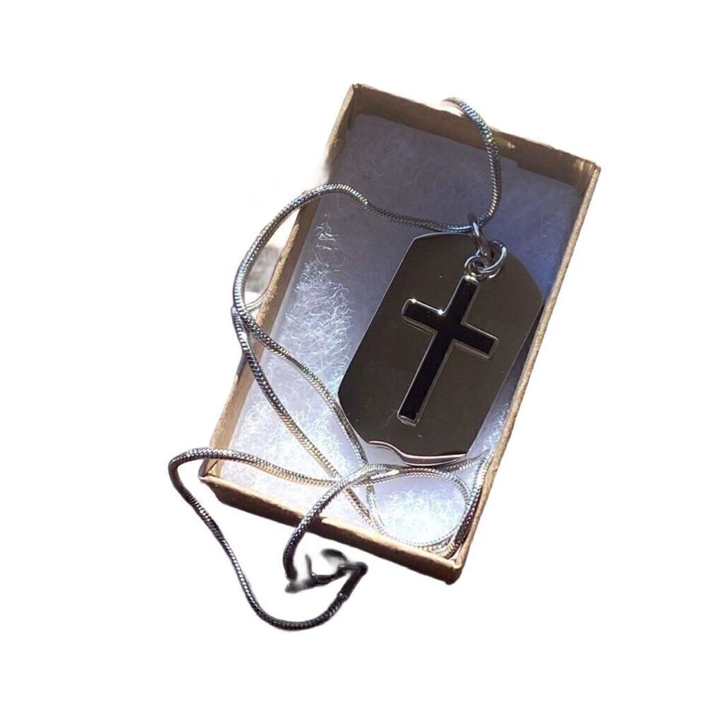 Dog Tag Cross urn cremation necklace